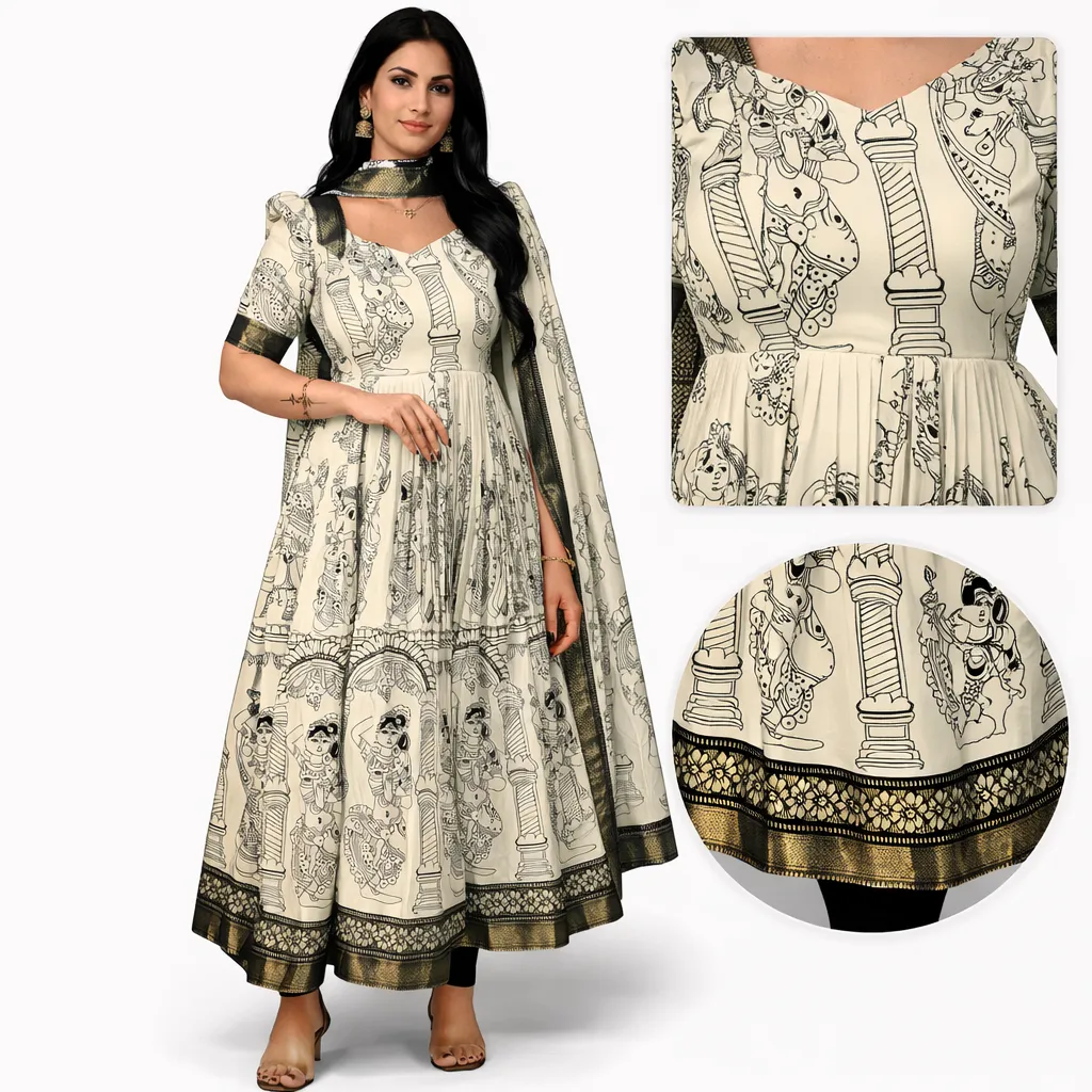 Designer moon white Kurti top Boutique collection Front hand stitched work